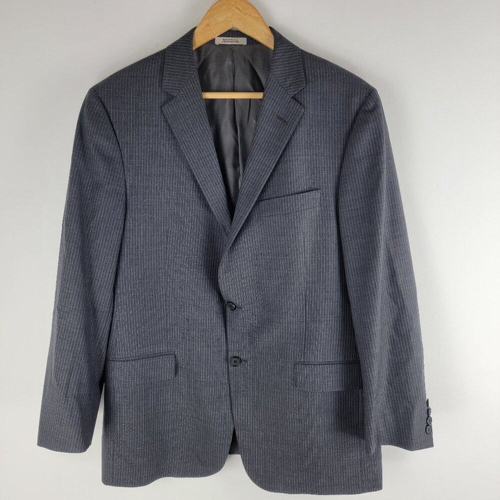 Hickey Freeman Milburn II Blazer Pinstripe Wool Gray Lined Size 42R